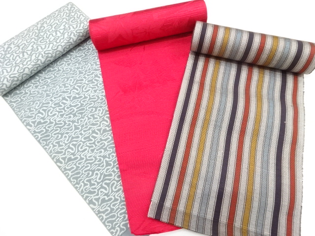 JAPANESE KIMONO / ANTIQUE BOLT FOR OBI / SET OF 3